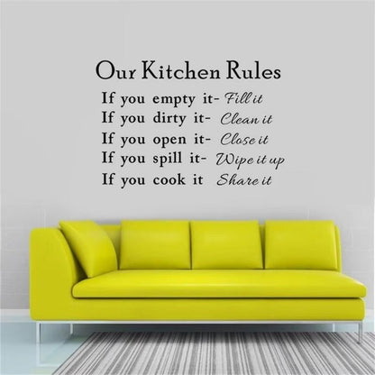 Our Kitchen Rules Cook Words Quote Wall Stickers Art Decals Home Decor NEW Room Decoration Accessories Kitchen Wall Stickers  DZ007  Size:40*60cm