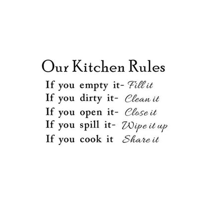 Our Kitchen Rules Cook Words Quote Wall Stickers Art Decals Home Decor NEW Room Decoration Accessories Kitchen Wall Stickers  DZ007  Size:40*60cm