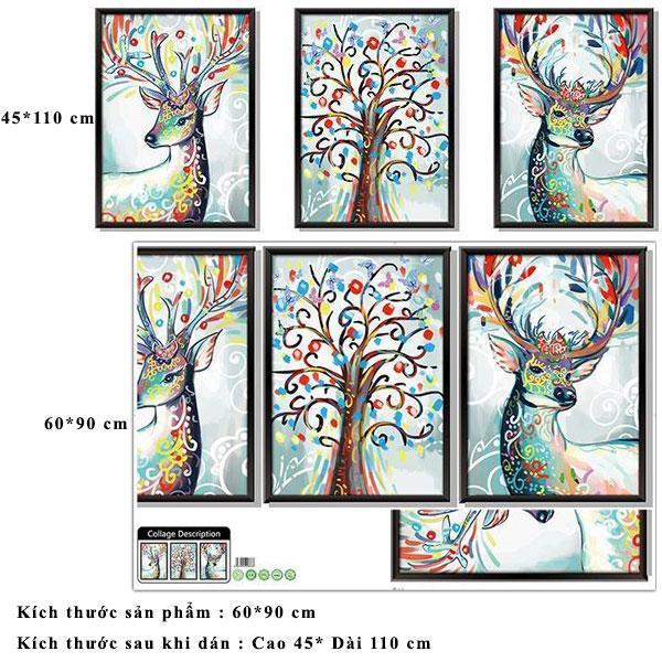 Nordic style creative 3.D removable stickers XL8327 Fantasy Watercolor Deer -Colorful