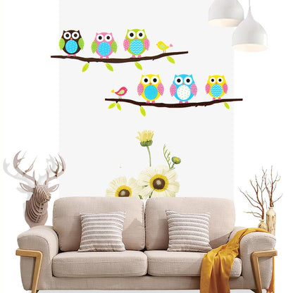 LM1403 Cartoon Children's Home Room Bedroom Decorative Cute Owl Animal Wall Sticker