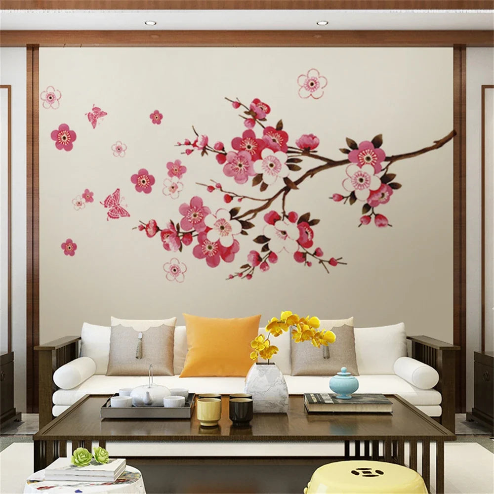 Wall Stickers Kids Rooms Bedroom Living Room DIY Art PVC Beautiful Flower Tree Removable Wallpaper Home Decor Xh739