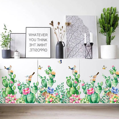 Green Cactus Wall Stickers Art Flower Home Decor