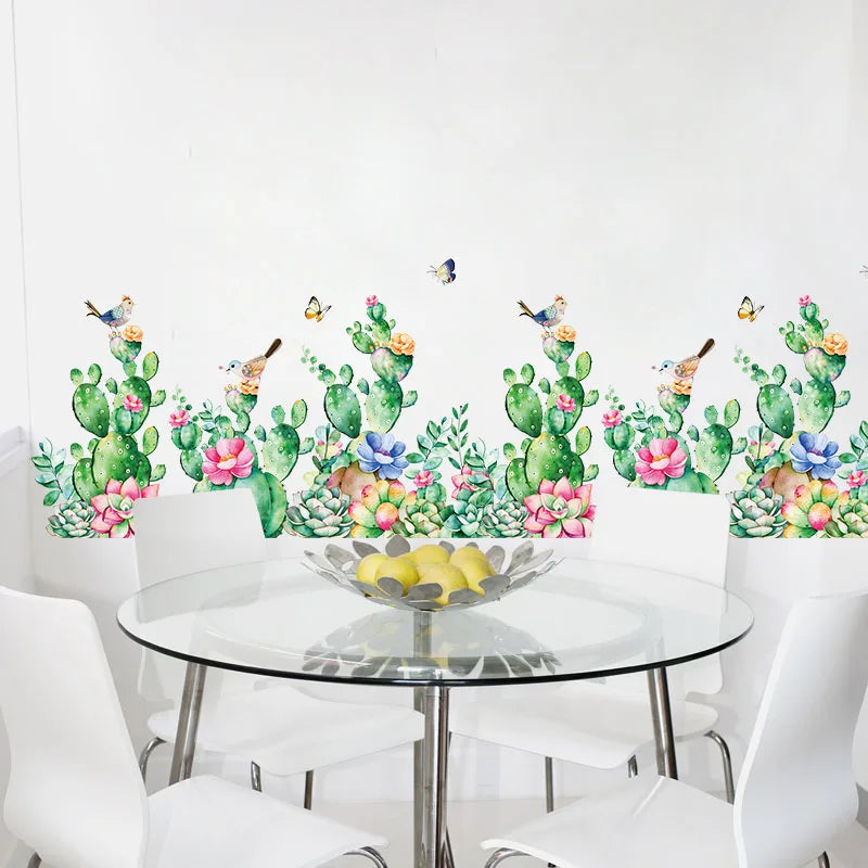 Green Cactus Wall Stickers Art Flower Home Decor