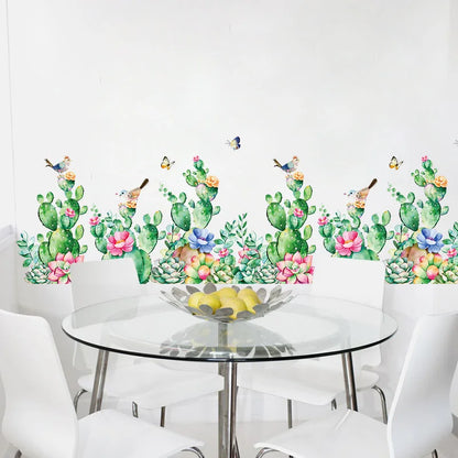 Green Cactus Wall Stickers Art Flower Home Decor
