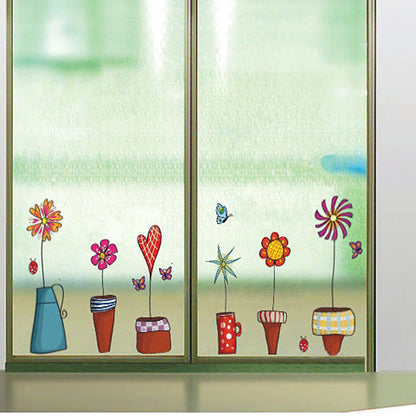 Ay947 Cute Flower Wall Sticker Kitchen Window Sticker Butterfies Wall
