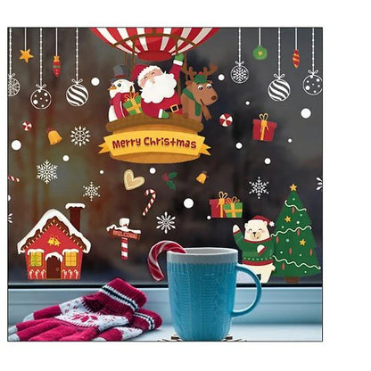 Border Wall Paste Christmas Tree Shop Shop, Glass Paste Window Door Decoration, Santa Claus Paste Paper Window Flower