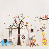 Owls Monkeys Lion Elephant Birds Flowers Tree Ladder Wall Decal PVC Home Sticker House Vinyl Paper Decoration WallPaper Living Room Bedroom Kitchen Art Picture DIY Murals Girls Boys kids Nursery Baby