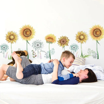 Sun Flower Wall Stickers Sunflowers Home Decor Kitchen Bedroom Vinyl DIY Wall Stickers Beautiful Rooms Decoration