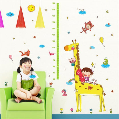 XL8203 Kids room cartoon giraffe measuring height wall sticker cute animal cloud child growth scale sticker baby bedroom decoration