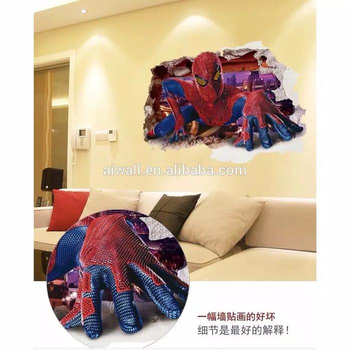 AY9269 3D Spiderman Floor Stickers wall Decals Removable PVC Superman Wall stickers Home Decor Mural Cartoon Decor