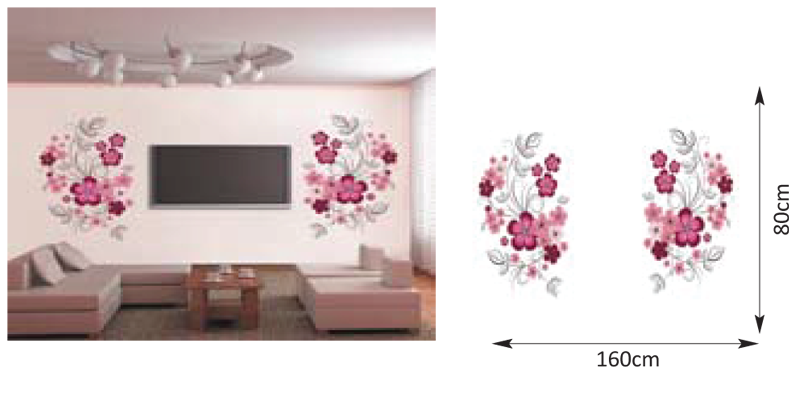 Removable Vinyl Wall Stickers Flowers Living Room TV/Sofa Background Home Decoration Wall Decals 60*90cm JM7151