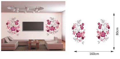 Removable Vinyl Wall Stickers Flowers Living Room TV/Sofa Background Home Decoration Wall Decals 60*90cm JM7151