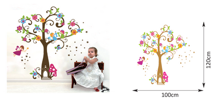 Tree Very Cute Peel Scroll Tinkle Fairy Girl DIY Removable Wall Stickers Parlor Kids Bedroom Home Decor Mural Decal JM7158