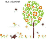 RELIZA WALL STICKER GREEN TREE KITTENS GREEN TREE WALL STICKER size 60x90 ay208