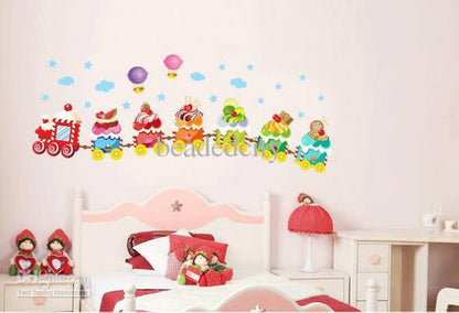 Ice Cream Train Cartoon Wall Sticker Home Decal Home Decoration Wallpaper Kids Rooms Wall