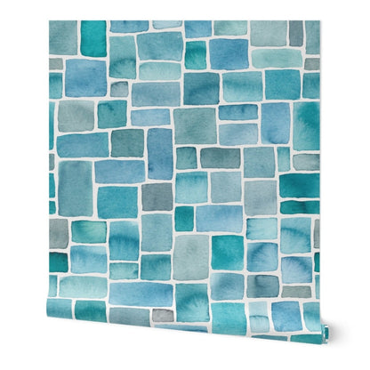 Blue Marble Brick Wall Tiles – Decorative 3D Peel & Stick Wallpaper for Home & Office Walls (45 x 845 cm), (332 inche x 18 inche)