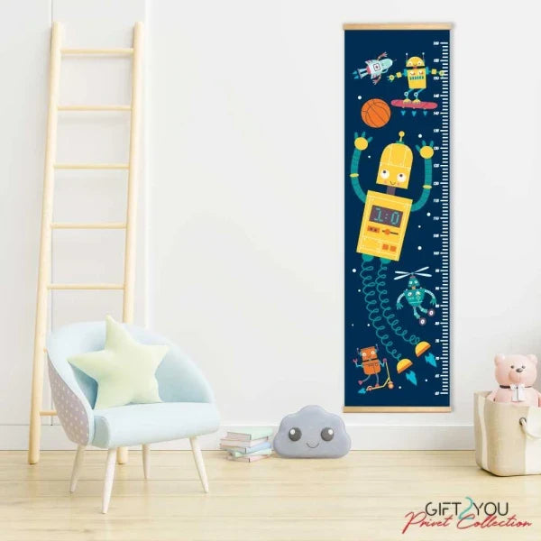 Robot & Spaceship Kids Height Chart –Height measuring wall sticker with cartoon graphic for children size 60x90 hnc02