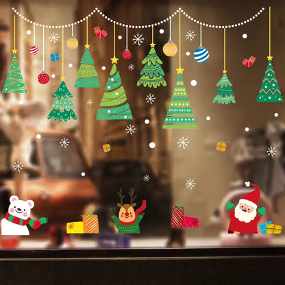Window Sticker Anti-Fade Xmas Themed Window Decal Vibrant Color for Bedroom