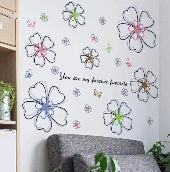Wall Sticker Flower, Cherry Blossom, Butterfly, Simple, Soothing, Natural, DIY Wallpaper, Interior Sheet, Removable Sticker size 50x70 xls7141