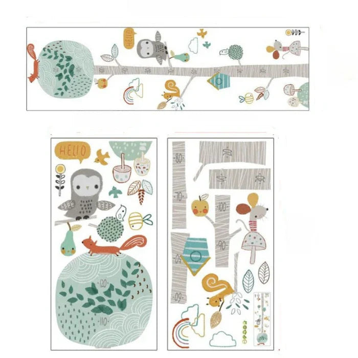 Forest Animal Trees Height Wall Sticker