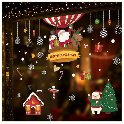 Border Wall Paste Christmas Tree Shop Shop, Glass Paste Window Door Decoration, Santa Claus Paste Paper Window Flower