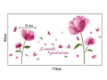 Sk9117 Pink Flower 3D Wall Sticker
