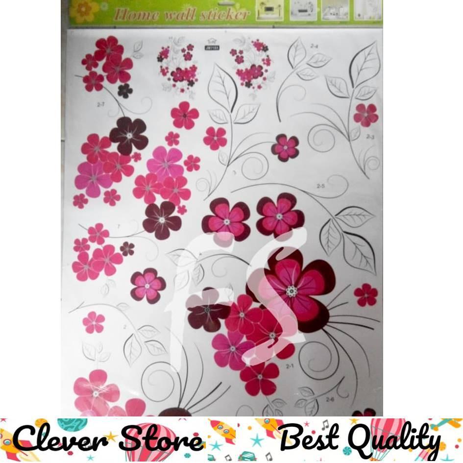 Removable Vinyl Wall Stickers Flowers Living Room TV/Sofa Background Home Decoration Wall Decals 60*90cm JM7151