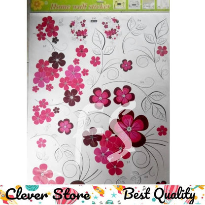 Removable Vinyl Wall Stickers Flowers Living Room TV/Sofa Background Home Decoration Wall Decals 60*90cm JM7151