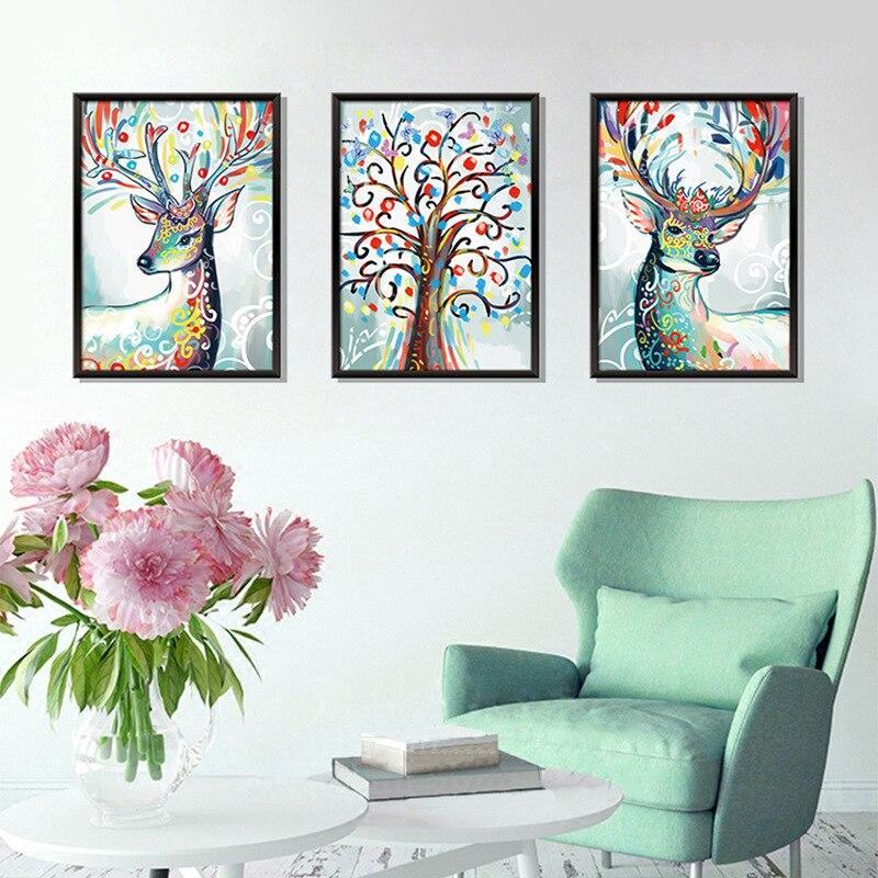 Nordic style creative 3.D removable stickers XL8327 Fantasy Watercolor Deer -Colorful