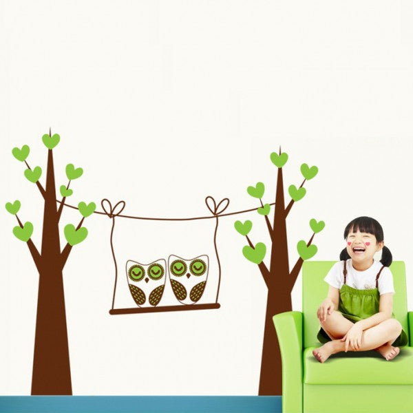 Wall Stickers Swinging owl Tree AY9018