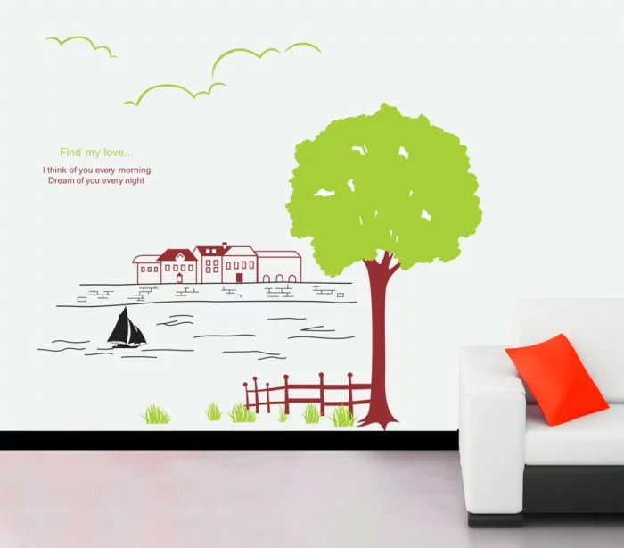 Wall Sticker Waterside Tree ay849
