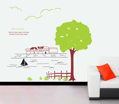 Wall Sticker Waterside Tree ay849