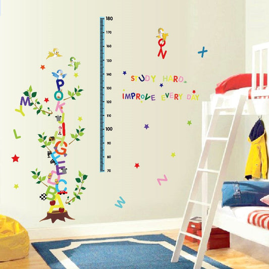 SK9087 Learning English DIY kids room decorative wall sticker English alphabet kids height gown chart