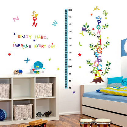 SK9087 Learning English DIY kids room decorative wall sticker English alphabet kids height gown chart