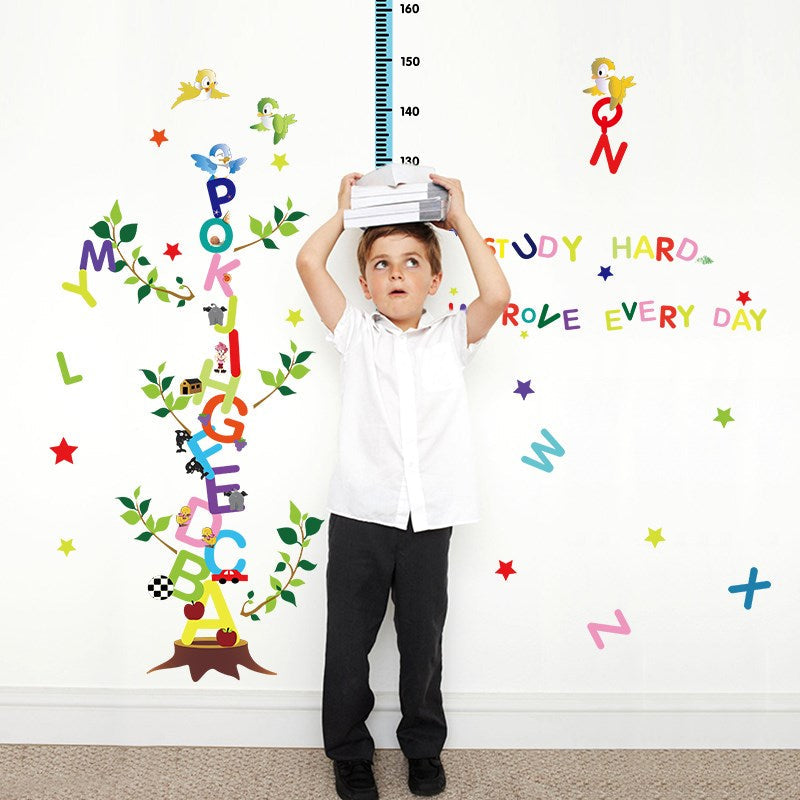 SK9087 Learning English DIY kids room decorative wall sticker English alphabet kids height gown chart