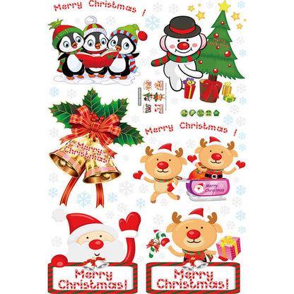 snowflake snowman bell star penguin sleigh SK9108 glass window decoration holiday arrangement Wall sticker