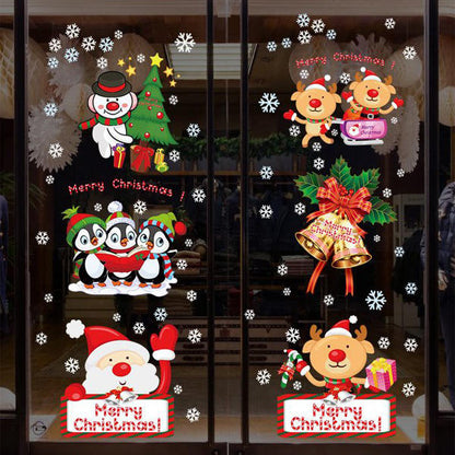 snowflake snowman bell star penguin sleigh SK9108 glass window decoration holiday arrangement Wall sticker