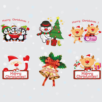 snowflake snowman bell star penguin sleigh SK9108 glass window decoration holiday arrangement Wall sticker