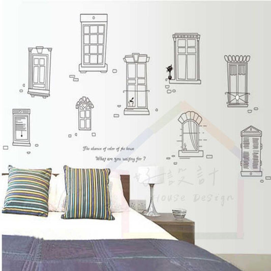 Abstract Doors Windows and Cupboard Wall Sticker