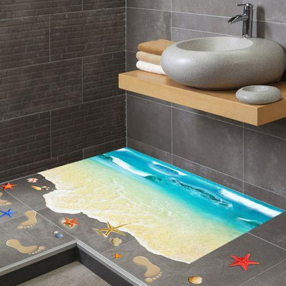 Creative 3D Beach Vinyl Wall Sticker Funny Realistic Art Floor Decals for Kids Rooms Bathroom Home Decor Waterproof XL8300