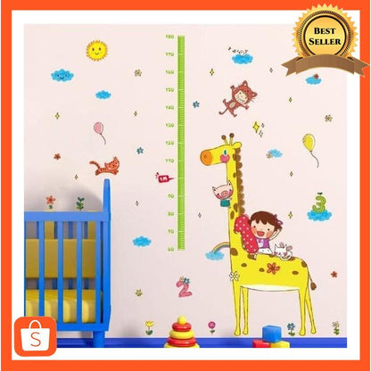 XL8203 Kids room cartoon giraffe measuring height wall sticker cute animal cloud child growth scale sticker baby bedroom decoration