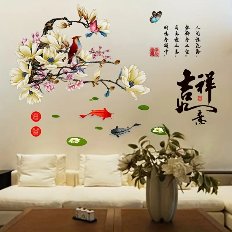 Removable Chinese Style Wall Sticker Magpie Plum Blossom Living Room