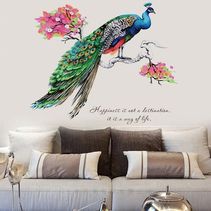 Peafowl Tree branches Home Decor adesivo de parede Art Decals 3D DIY Wall paper decoration for Kids Rooms flowers Wall Stickers sk9153