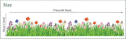 Green Grass Flowers Butterflies Wall Corner Decals Living Room Bedroom Baseboard Skirting Line Wall Stickers Art stiker dinding Wallsticker decalmile SK9057 Size: 30x 90cm