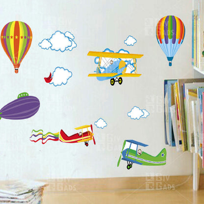 Jm6607 Wall Sticker For Kids Room Home Decoration Wall Decor Air Balloon Plane