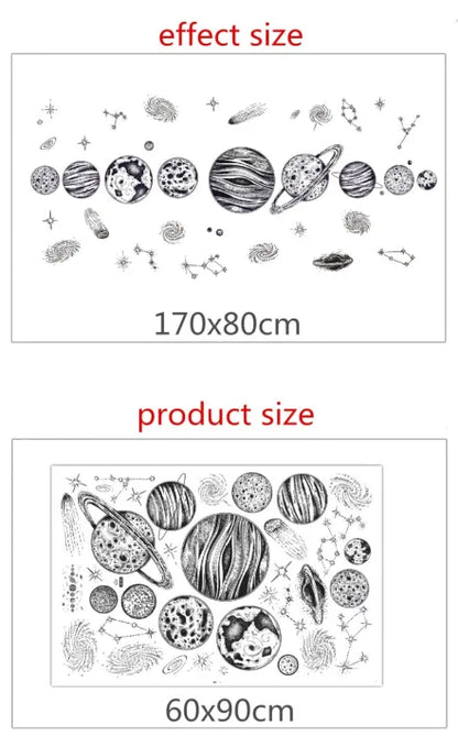 SAMHEZ JM7363 PLANETS BLACK N WHITE 60X90  WALSTIKER WALLSTICKER  WALL STIKER