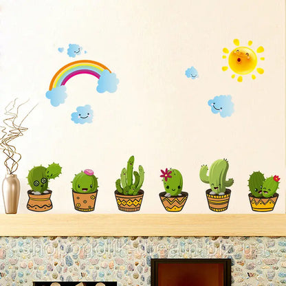 XH6216 CACTUS N RAINBOW RAINBOW CACTUS WALL STICKER 45X60 WALSTICKER
