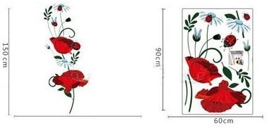 LD2035 Poppies Wall Sticker Decals Home Decoration Stylish Modern Flowers Living Room Bedroom Decoration Kitchen