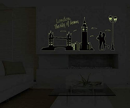 WALLSTICKER LONDON THE CITY GLOW IN THE DARK BRIDGE ABQ9603