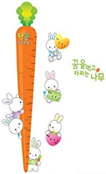 Jm8318 DIY Height Measurement Carrot Rabbits Wall Sticker (Multicolor)